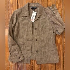 Ellen Tracy Tan Linen Blazer NWT